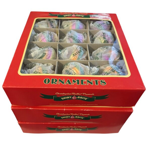 Christopher Radko Shiny Brite Retro Ribbed Glass Ornaments Box Set 36 Multicolor - Picture 7 of 13